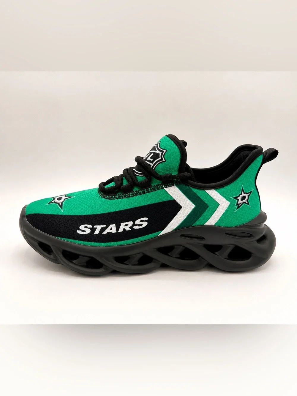 Dallas Stars Fan Athletic Sneakers Green Black Men's US 6.5 Slip On Size 39